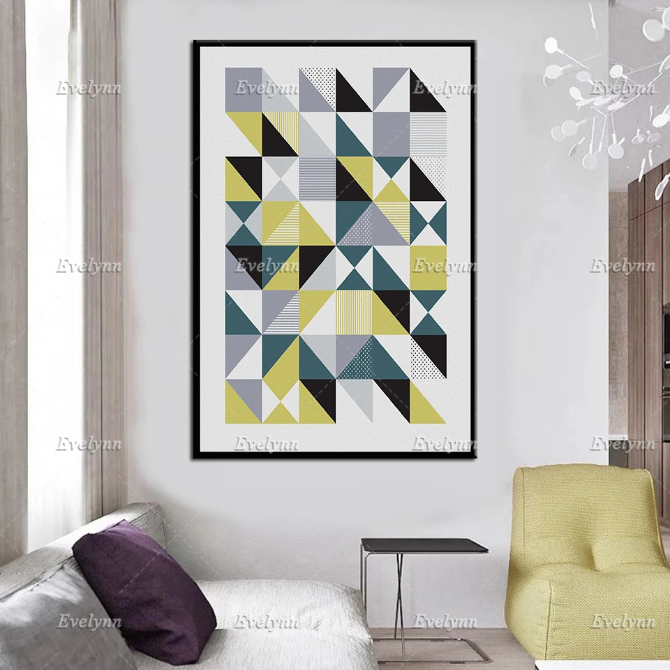 Mixed diagonal arrow chevron triangle geometric pattern Poster , Black and White, Modern Home Decor Art, Wall Art Canvas, Gift