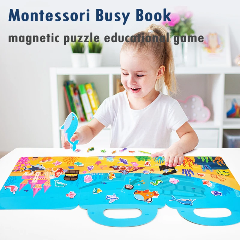 Kinder Szene magnetische Rätsel Montessori beschäftigt Buch Open-Ended-Bildung Spielzeug Auto Tierform Matching-Spiel ruhige Buch Puzzle Spielzeug