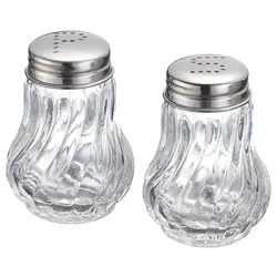 2Pcs Kitchen Spice Salt Pepper Seasoning Shaker Jar BBQ Cooking Glass Bottle