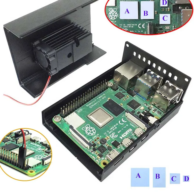 Mini sistema de refrigeración de torre de hielo con carcasa de aluminio para Raspberry Pi 4, ventilador de refrigeración silencioso de 25mm, Kit de disipador térmico para Raspberry Pi 4 Modelo B