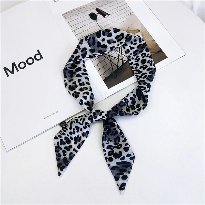 Brand Bag Scarves Leopard Print Women\'s Scarf Silk 100% Summer Multifunctional Ribbon Headband Wrist Towel Women\'s Turban MN3