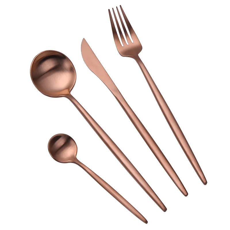 Rose Gold Cutlery Set Spoon Fork Knives Silverware Set Dessert Butter Spoon Chopsticks Kitchen Dinnerware set Western