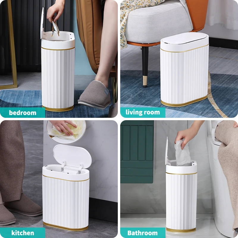 Smart Sensor Trash Can Touchless Sensor Trash Bin Trash Can with Lid Automatic Sensor Waste Basket for Kitchen Home Bedroom