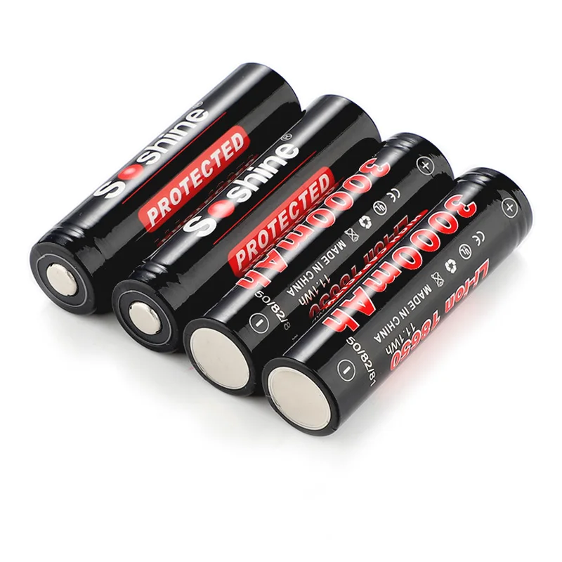 

Soshine 18650 lithium battery 3000 mah PCB Protected Battery 3.7v 3000mAh Lithium Ion Rechargeable battery