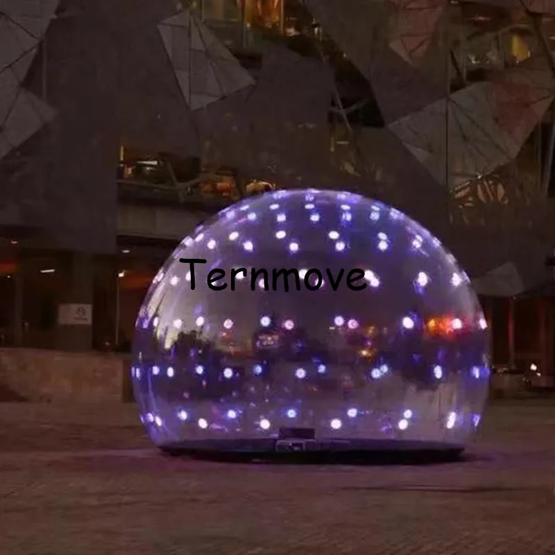 Boule à bulles gonflable de 3m de diamètre, boule dôme transparente avec lumière LED pour décoration d'interaction de vacances