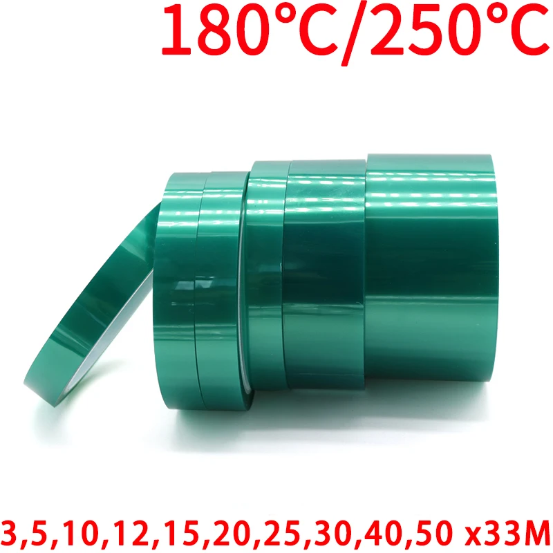 3 5 10 12 15 20 25 30 40 50 mm Green PET Film Tape High Temperature Heat Resistant PCB Solder SMT Plating Insulation Protection