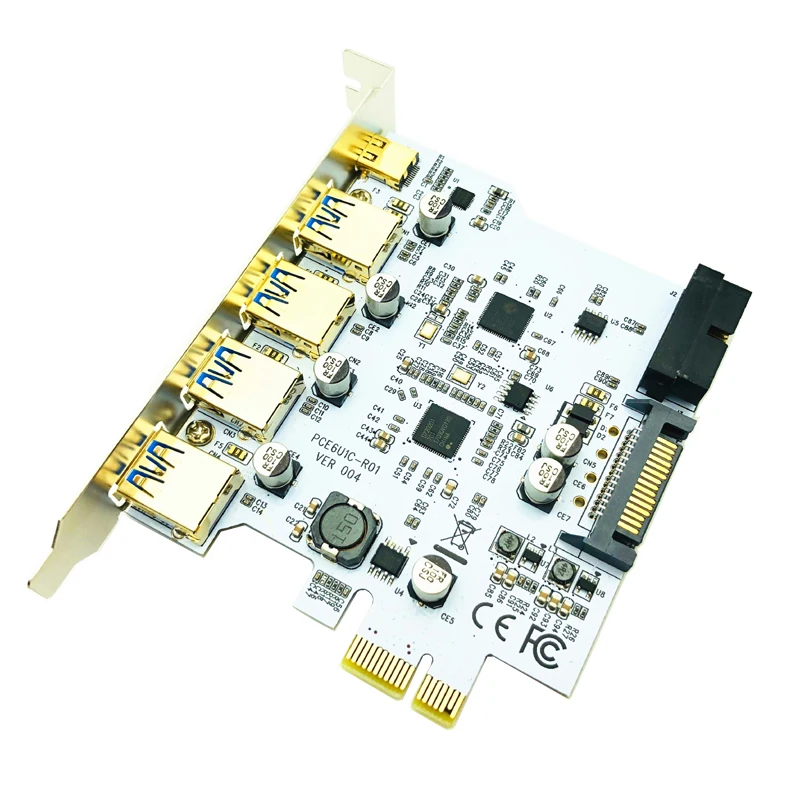 USB 3.1 Type C PCIe Expansion Card PCI-e to 1 Type C + 4 Type A 3.0 USB Adapter PCI Express Riser Card with USB 19pin Connector