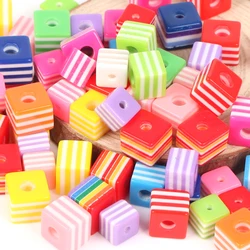 30pcs 8x8 9x9 10x10mm Colorful Square Resin Beads Loose Connector Beads For Jewelry Making Diy Necklace Bracelet Accessories