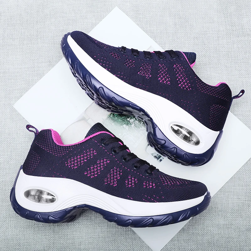 

Women Heightening Thick-soled Sneakers Summer Breathable Mesh Black Casual Shoes 2021 Fashion Women's Flats Tennis Shoes Size 42