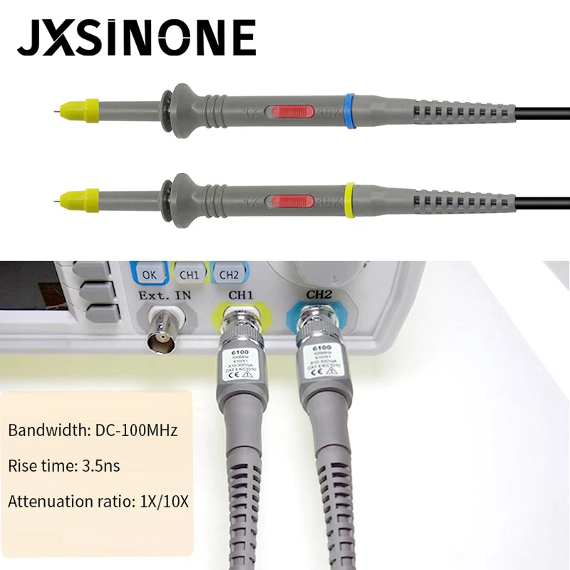 JXSINONE P6100 Oscilloscope Probe Kit DC-100MHz Scope Clip Test Probe 100MHz  X1/X10 For osciloscopio wholesale