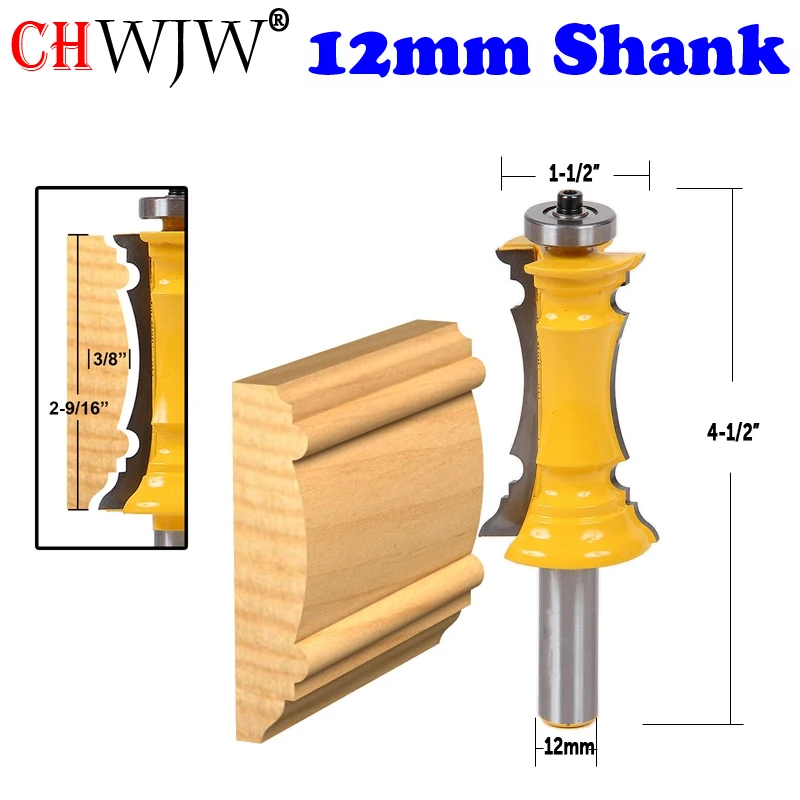 Imagem -03 - Chwjw-shank Miter Molding Router Bit Linha Faca Faca de Porta Tenon Cortador Ferramentas de Madeira 12 mm 12 Pcs