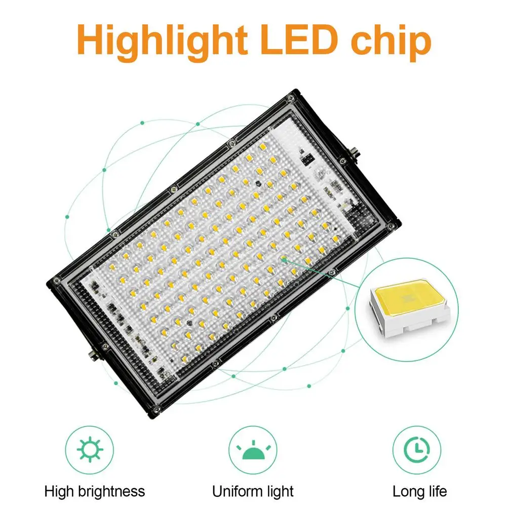 50W/100W Led กลางแจ้งน้ำท่วม6000K Floodlight Spotlight IP65กันน้ำ LED โคมไฟ Weatherproof ภูมิทัศน์แสง