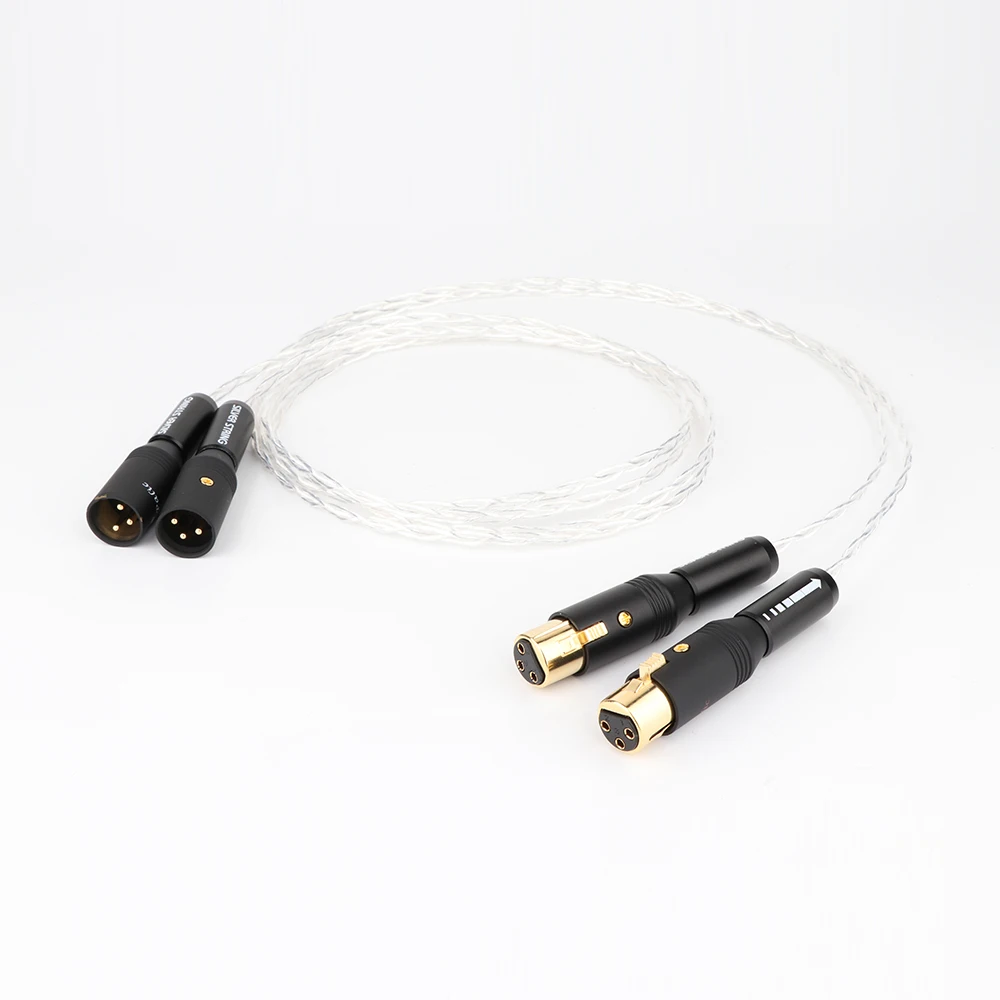 

Pair 3AG Single Crystal Silver Plated XLR Male to Female Leads Balanced Audio Cable for Amplifier CD player