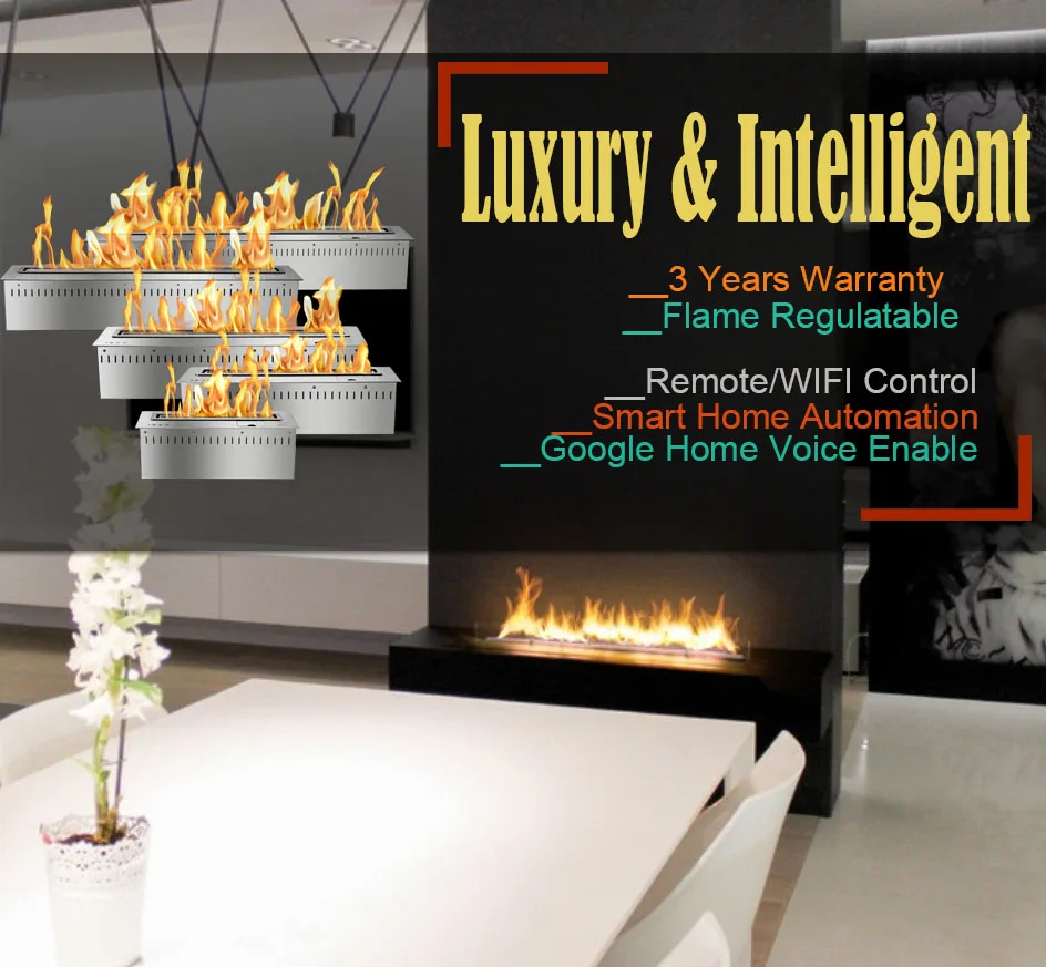 

Inno living fire 36 inch smart bio ethanol fireplace with wifi control