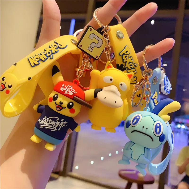 

Pokemon Keychain Pikachu Psyduck Scorbunny Sobble Vinyl Action Figure Keychain Bags Pendant Toy