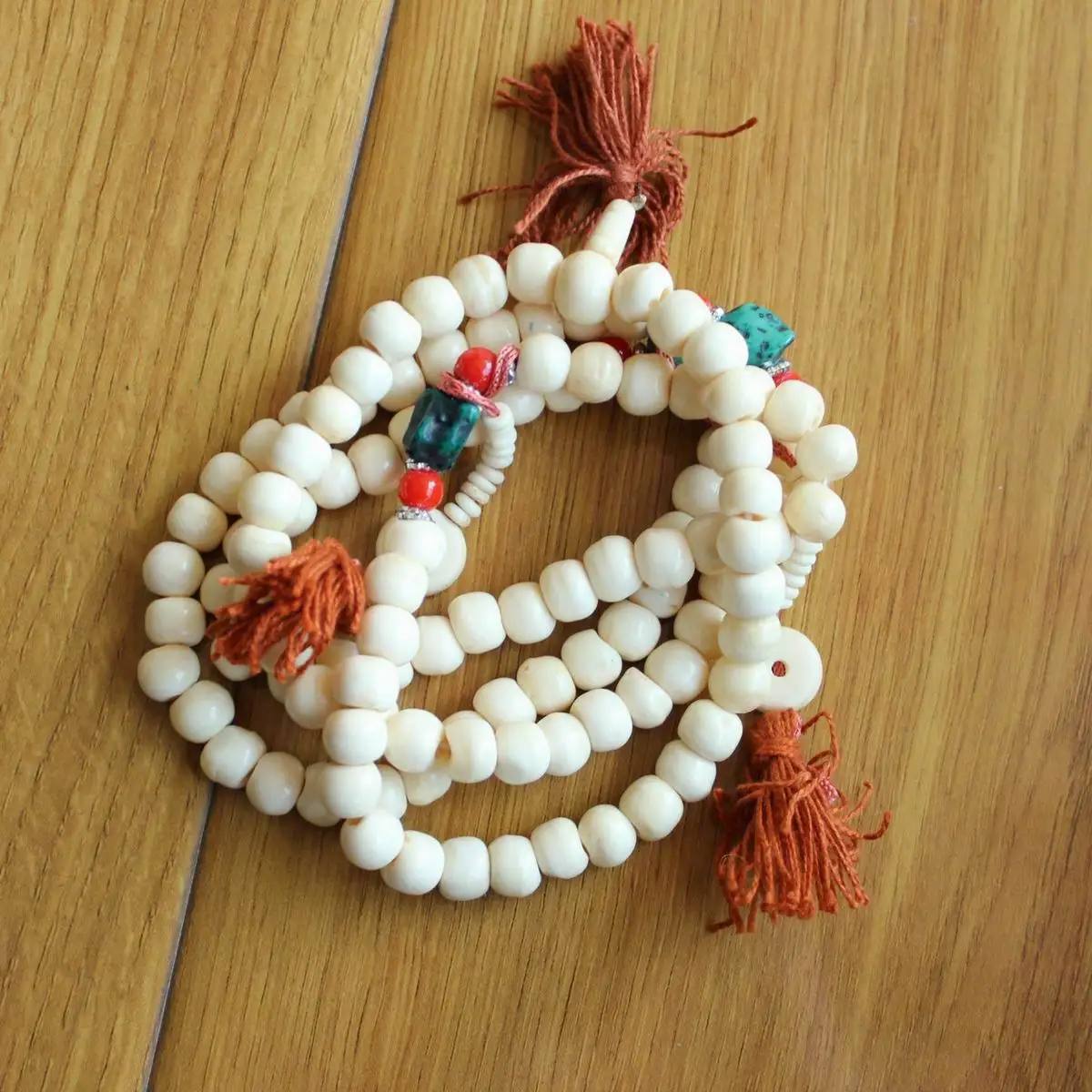 ML209 Tibetan 108 Mala Natural White Yak Bone Beads Rosary 10mm*8mm Beads Prayer Necklace