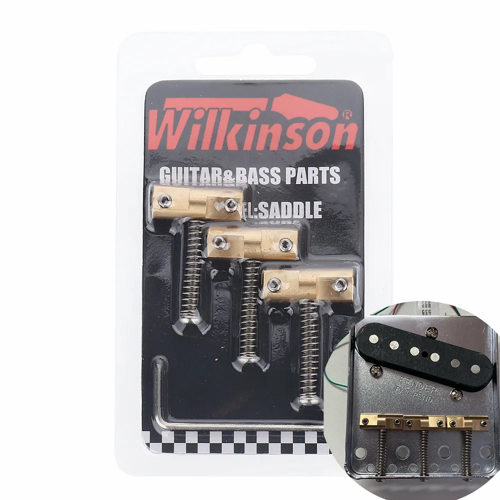 Wilkinson Guitar Bridge 3pcs Brass Guitar Bridge Compensated Saddles For Tele Telecaster Guitar Replacement Part