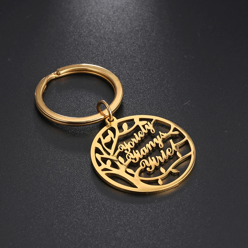Custom Keychain Personalized Tree of Life Key Chain For Men Stainless Steel Key Ring Customized Jewelry Boyfriend Christmas Gift