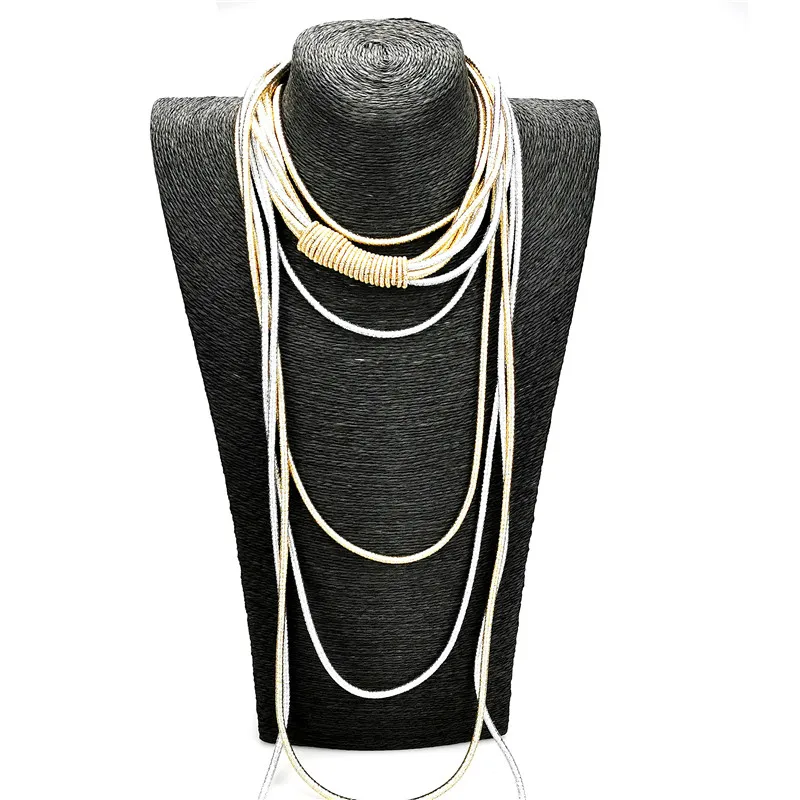 Ukebay Luxury Retro Original Designer Handmade Accessories Multi Layer Line Alloy Jewelry Women Fashion Party Necklace