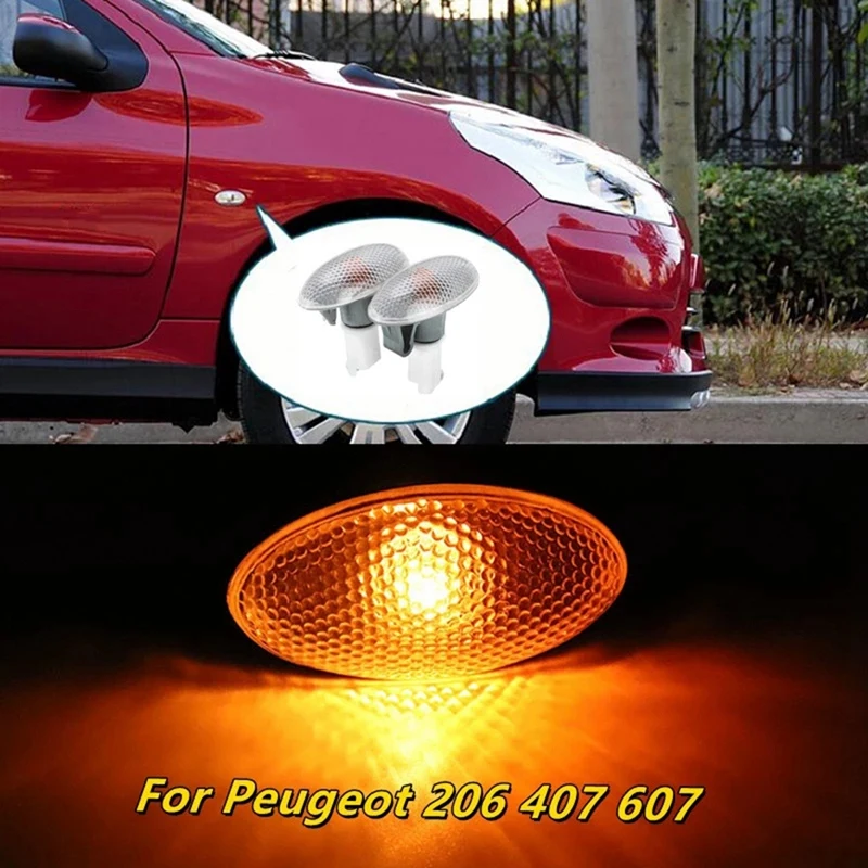 632574 2 X Turn Signal Side Marker Light Repeater Lamp Indicator for Peugeot 206 407 607