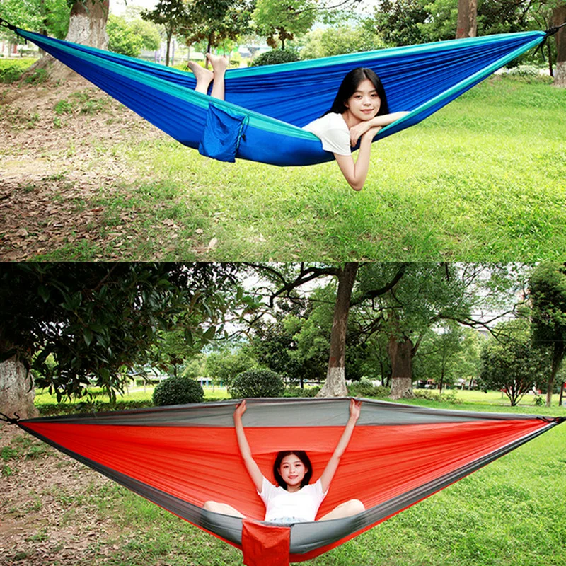 270x140cm Hammock Double Hammock Chair Outdoors Camping Portable Parachute Sleeping Garden Backyard Furniture Hanging Supplies