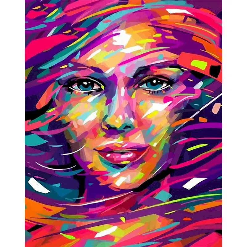 Gatyztory-女性のための抽象的な数字の絵,60x75cm,アクリルキャンバス