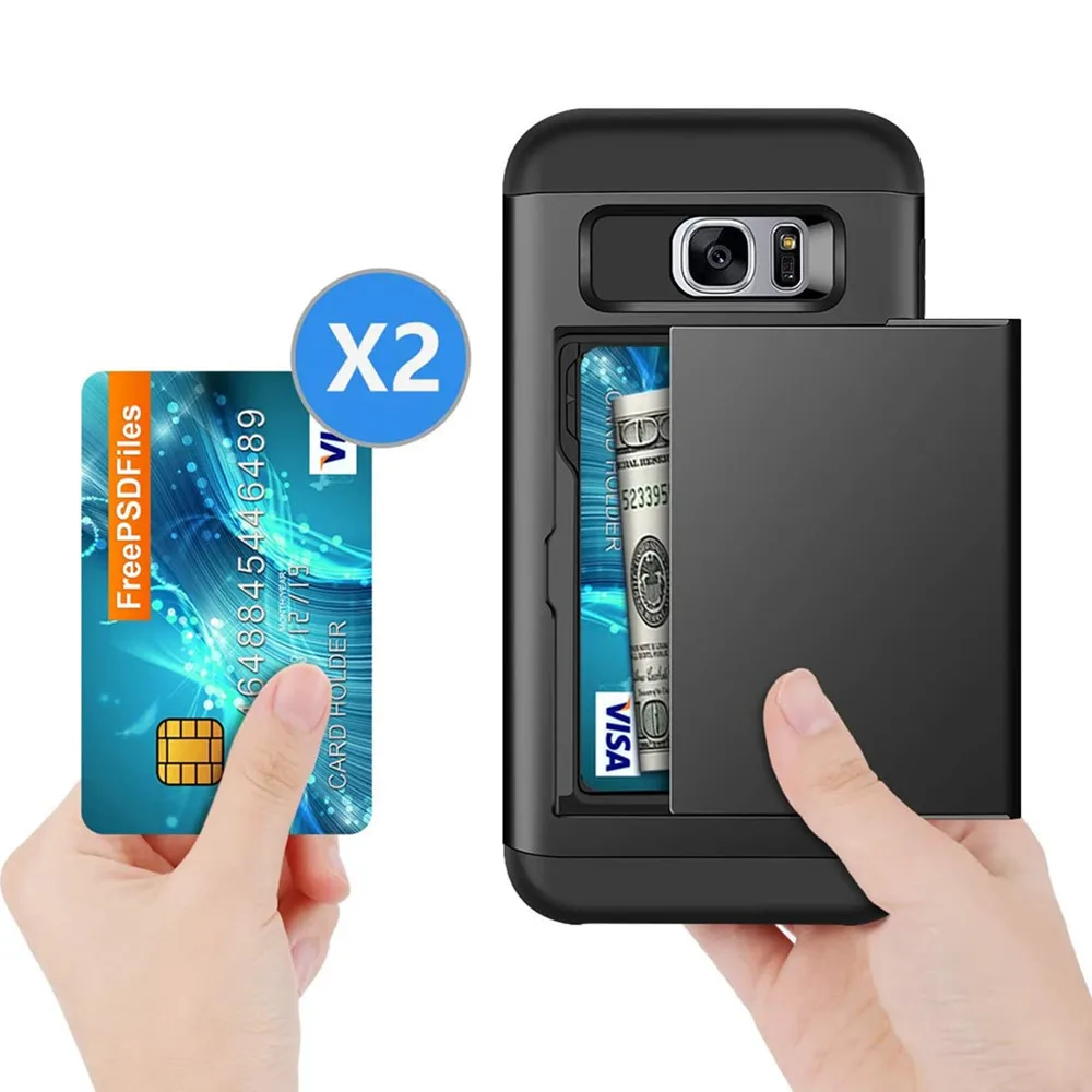 For Samsung Galaxy S7 Cases Card Holder Shell Heavy Duty Anti Scratch Cover For Samsung S7 edge G930F G930FD G930W8 Coque