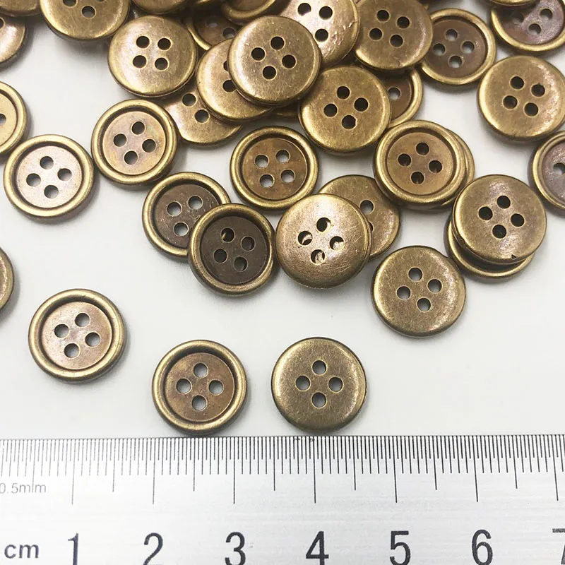 50/100pcs Bronze Plastic Buttons 12mm Sewing Craft 4 Holes PT287