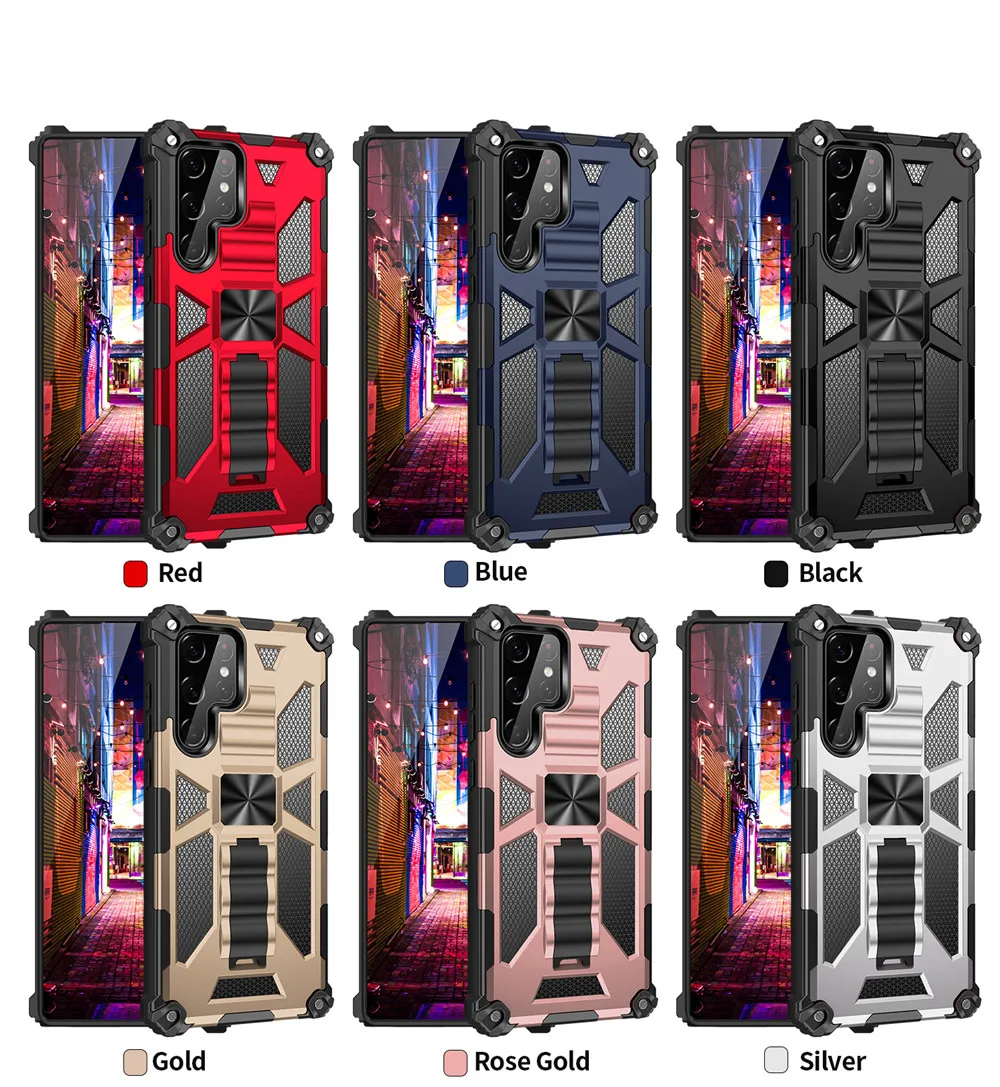 Military Hard Armor Shockproof Case For Samsung Galaxy S26 Ultra S25 FE S24 S23 S22 S21 A57 A17 A15 A16 A56 Kickstand Back Case