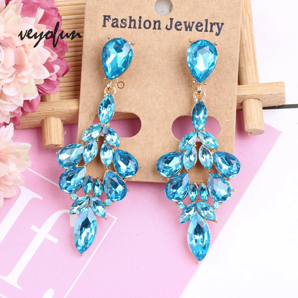 Veyofun Luxury Hollow out  Crystal Dangle Earrings for Women 2019 Fashion Drop Earrings Jewelry