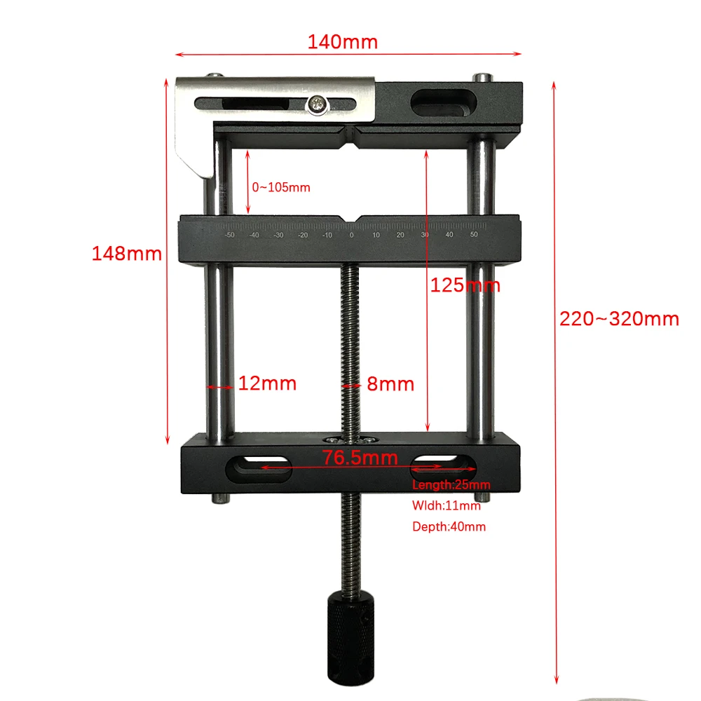 140x320mm Aluminium Flat Tongs Vice Vise Fixture Flat Tongs Screw Parallel-jaw Vice Plain Vise QGG for DIY Wood Metal Working