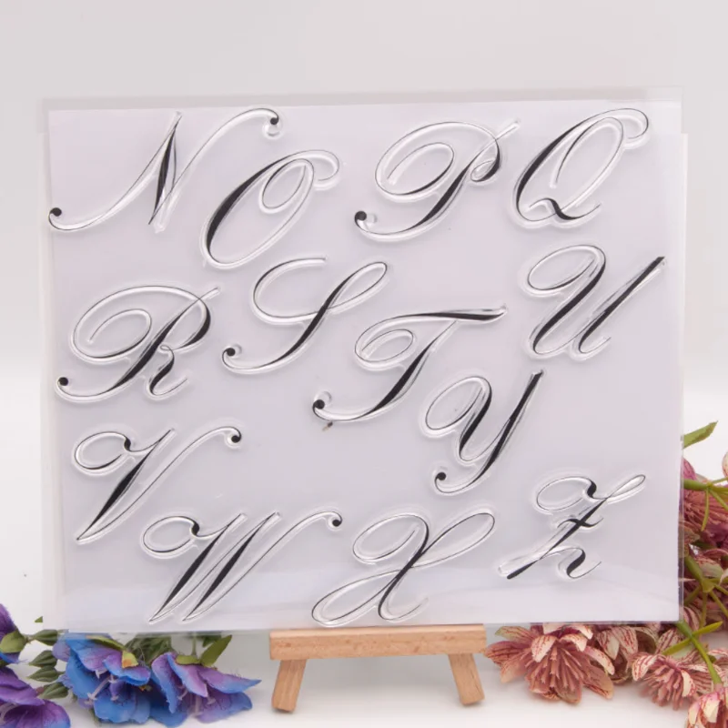 2pc Big Letters Transparent Silicone Stamp DIY Scrapbooking Rubber Coloring Embossed Diary Decor Template Reusable 18*21cm