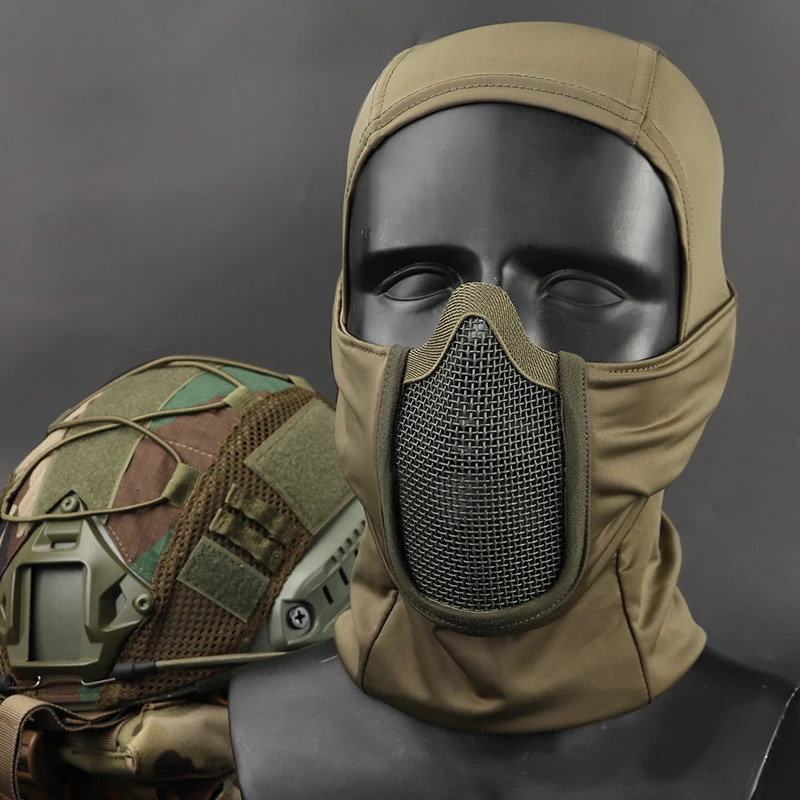 Full Face Tactical Hunting Headgear, Balaclava Mesh Mask, Paintball Protective Mask, Shadow Headgear