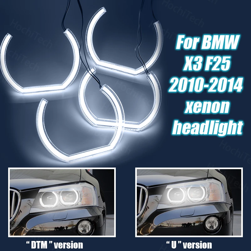 

White DTM U Shape Light DRL LED Angel Eyes Kit Ring for BMW X3 F25 2010-2014 Xenon Headlight Crystal Angel Eyes