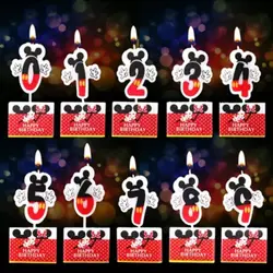 Hot Happy วันเกิดหมายเลข0-9เทียนการ์ตูน Mickey Minnie เมาส์เทียนเค้ก Cupcake Topper Party อุปกรณ์ตกแต่ง DIY ของขวัญ