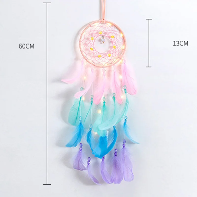 Colorful True feather dream catcher lights up Creative dreamcatcher girls practical special birthday gifts home decoration