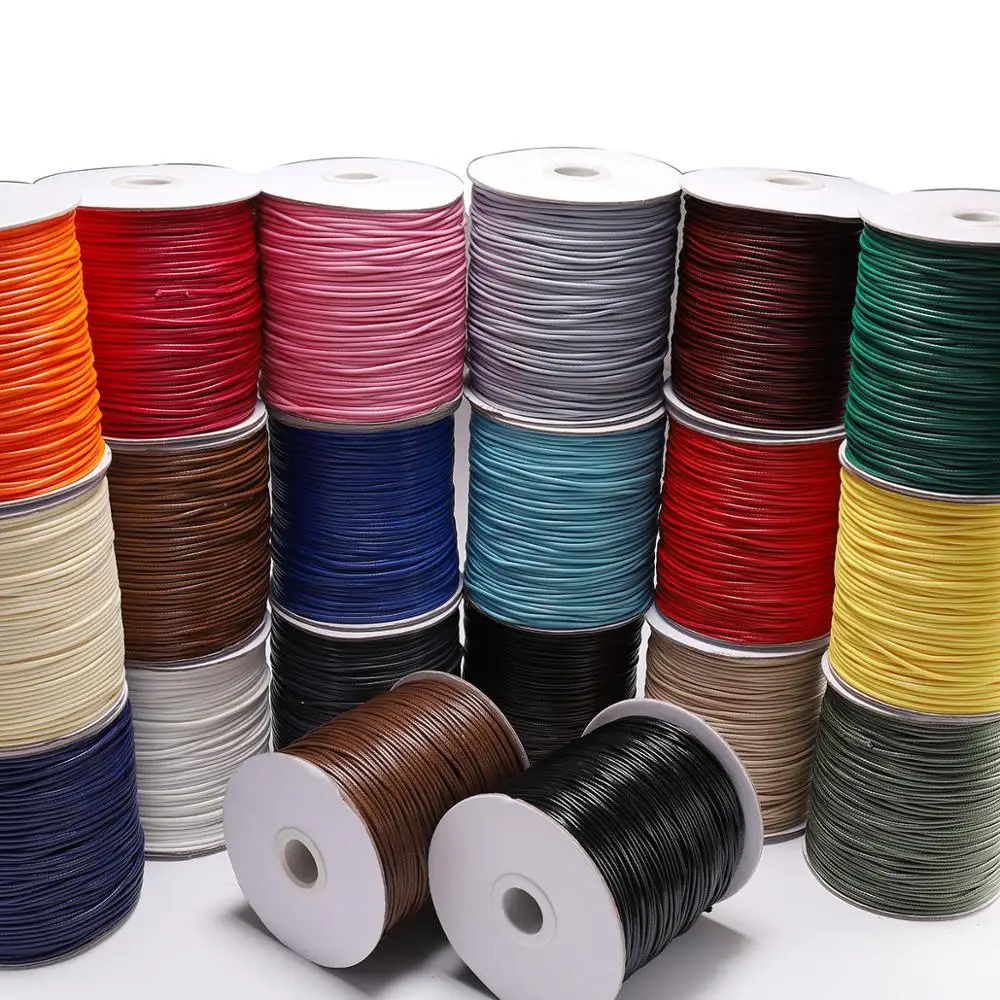 10m/lot 0.5-2.0mm Leather Line Cotton Waxed Cotton Cord Thread String Strap Necklace Rope Bead For Jewelry Making DIY Bracelet