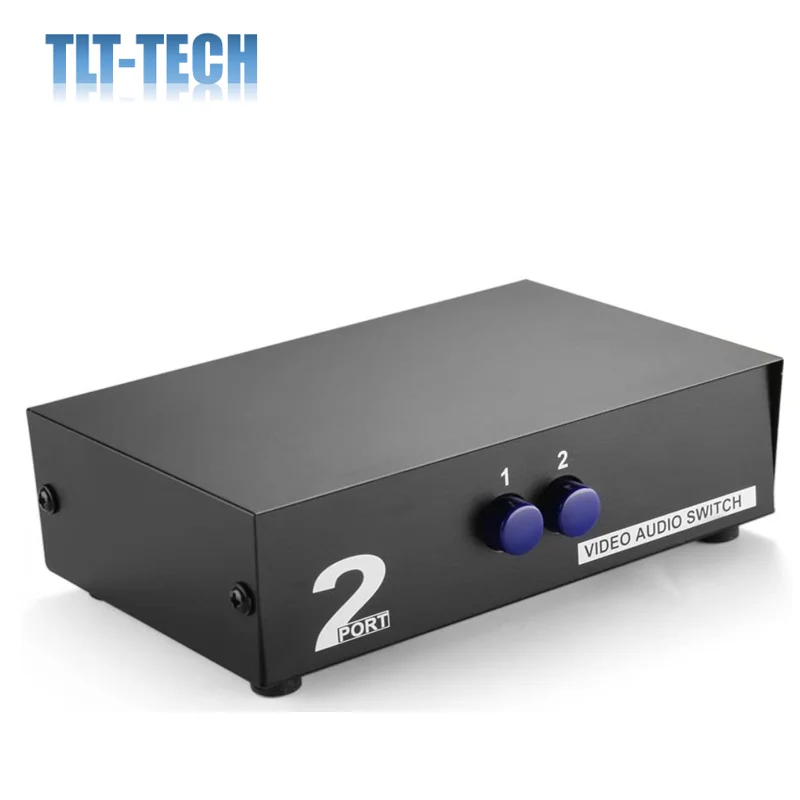 Caixa de comutação AV com 2 Entradas 1 Saída, Seletor do Switcher, 2 Way Port, Stereo, RCA, Áudio e Vídeo Composto