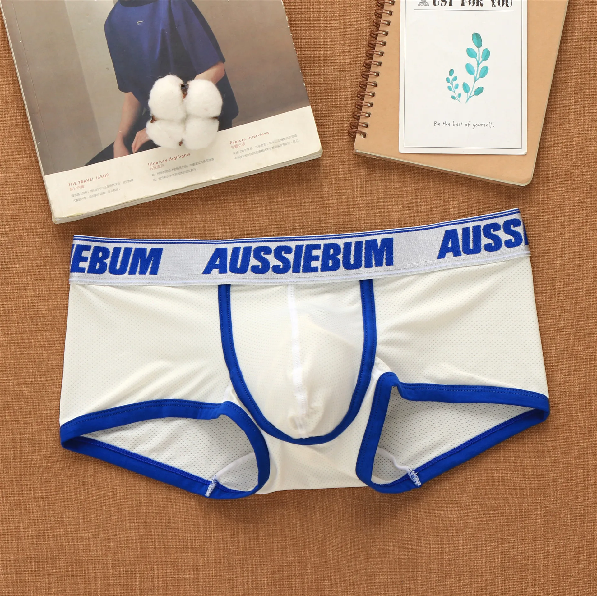 Aussiebum – sous-vêtements en maille pour hommes, boxer taille basse, à la mode, avec poche en maille respirante, lettres pour jeunes