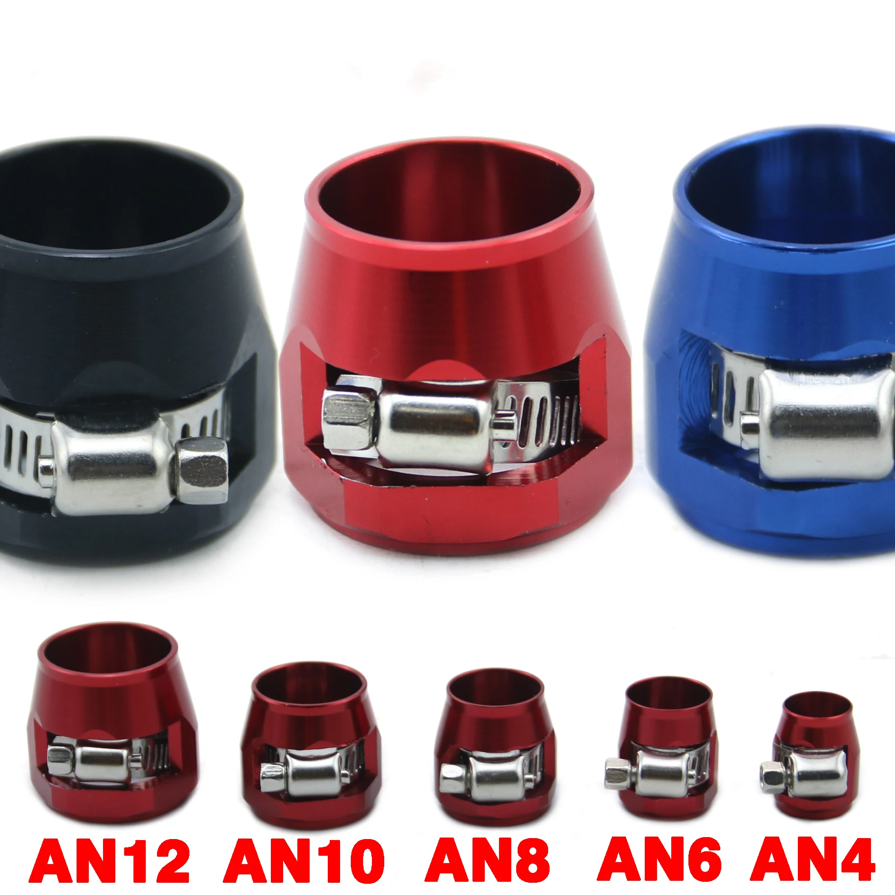 

1pc AN4 AN6 AN8 AN10 AN12 Car Hose Finisher Clamp Radiator Modified Fuel Pipe Clip Buckle Universal Hose Clamps Oil End Finisher