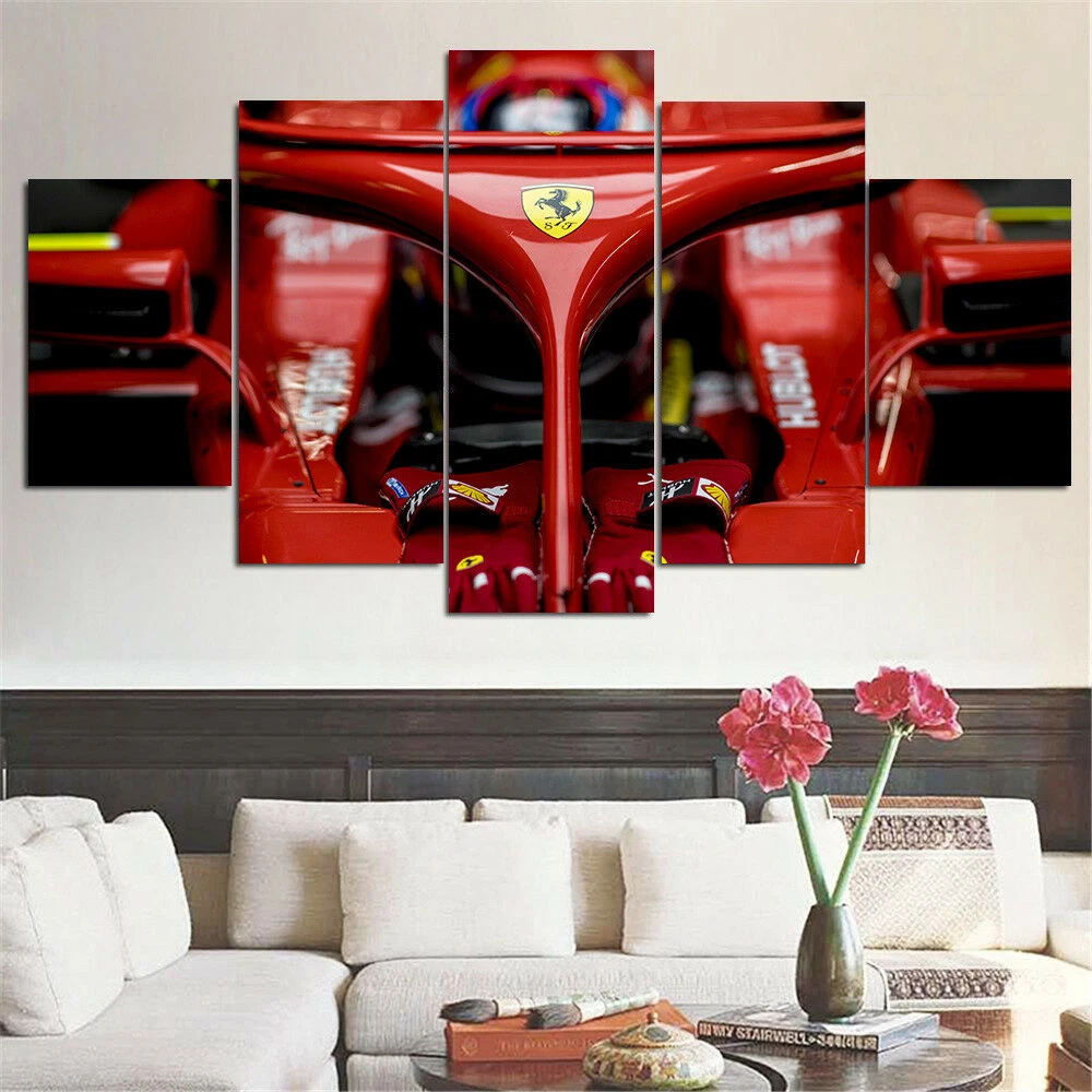 5 Panel Formula 1 F1  Vettel Raikkonen Posters Decorative Canvas Wall Art Pictures Decoration Living Room Home Decor