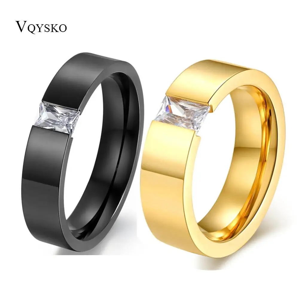 Fashion Crystal  Zircon Jewelry Two Color Plated Ring Classic 316L Stainless Steel Rings For Women Men Jewelry Party Gifts