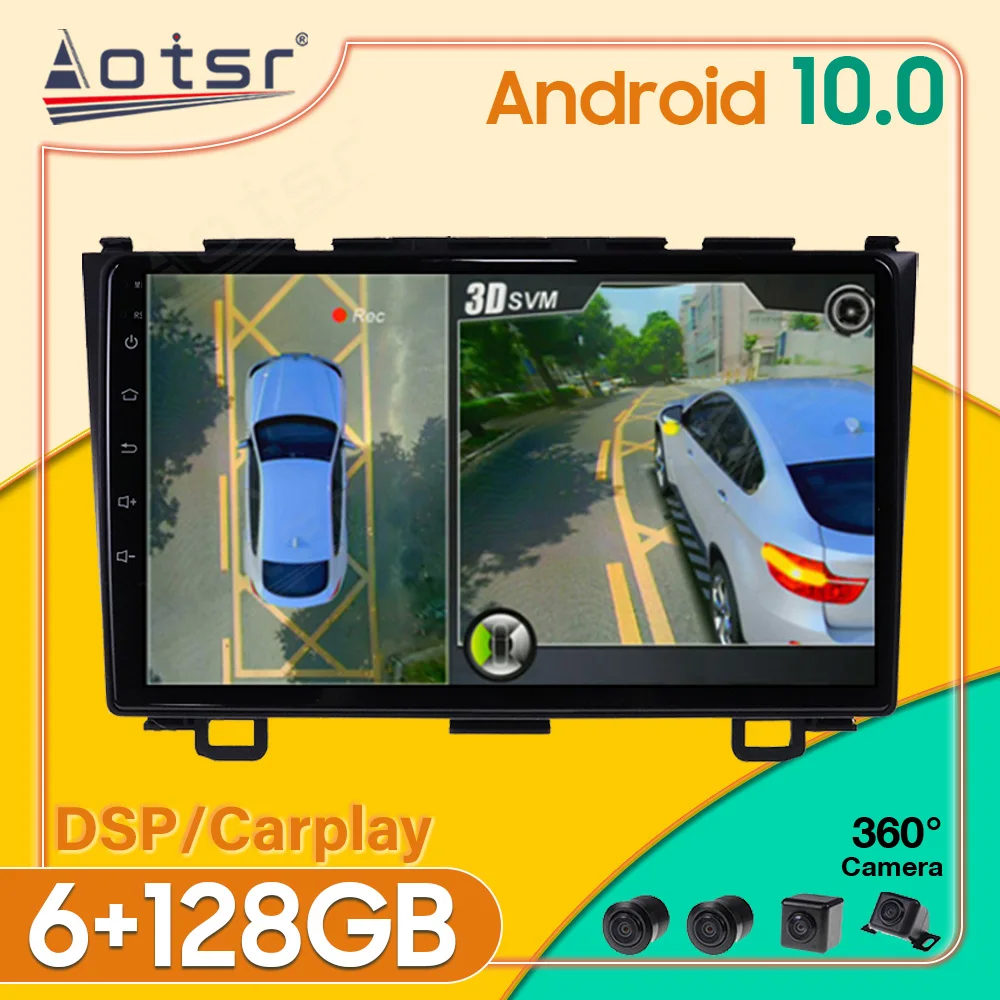 Android 10 6+128GB For Honda CRV 2007-2011 Car Radio 360 HD Camera Car Multimedia Player Stereo Radio GPS Navigtion