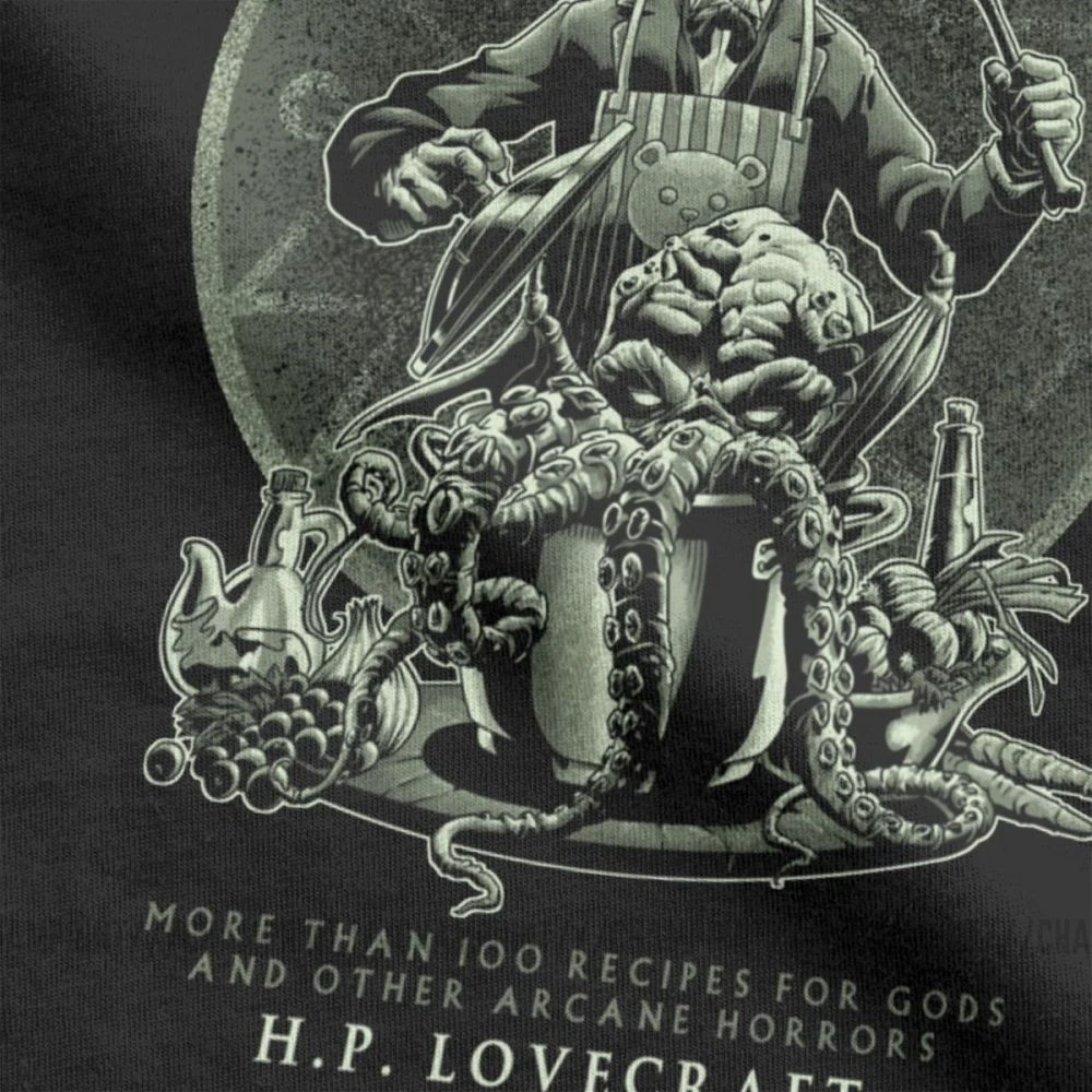 Men Necronomicook Call Of Cthulhu T-Shirts Lovecraft Arkham Arcane Horror Unique Crewneck Tops 100% Cotton Tees Adult T Shirt