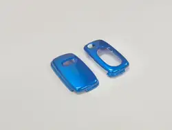 Custodia protettiva per chiave remota in plastica dura di colore blu metallizzato lucido (forma ovale) per Audi A3 8L A4 B5 B6 TT MK1 A6 C5