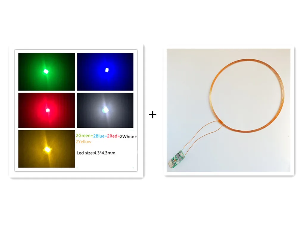 Taidacent Wireless Led and Coil Inductive Induction Charging Coil for Small Led Lights 5V Micro USB (1Coil +20 4.3mm mixed leds)