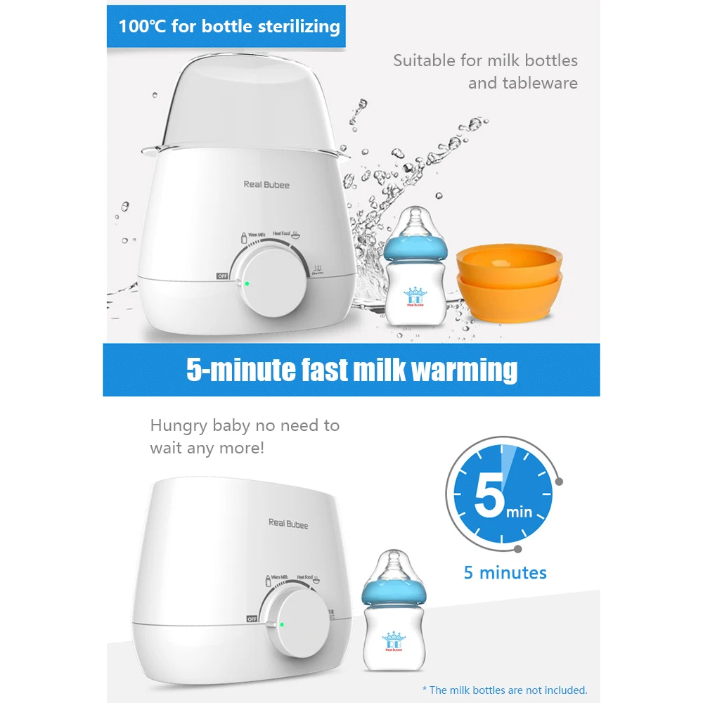 Baby Bottle Warmers Milk Water Warmer Baby Food Heater Steam Sterilizer Precise Temperature Control 5-Minute Fast Warming