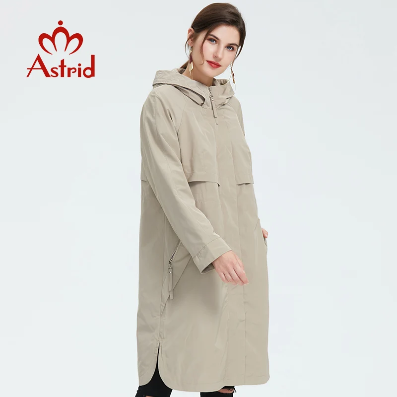 Trench Coat Spring And Autumn Women Causal coat Long Sleeve With Hood Solid color female moda muje High Quality new AS-9046