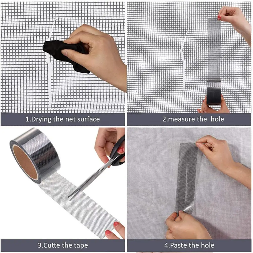 Window Door Mesh Screen Repair Patch Screen Net Patch Sticker Household Black 2m