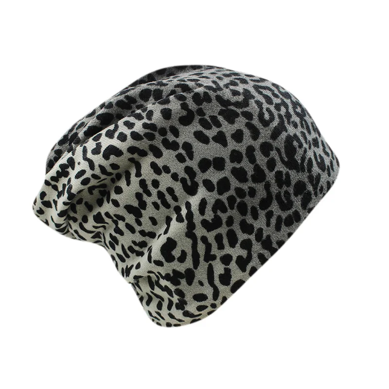 New Women Autumn Hat Warm Fashion Beanies For Lady Cotton Dot Leopard Print Brand Hats Double Used Adult Bonnet Dance Hats Sale